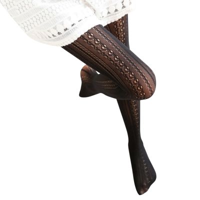 Women Sexy Retro Slim Transparent Carved Lace Stockings Pantyhose Hollow Socks.